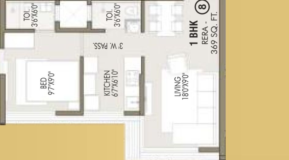 Meru-Yojan-One-Floor-Plan-1-BHK-369-Sqft
